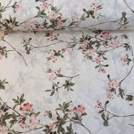 Sarmaşık Minik Çiçekler Poplin Kumaş Pudra