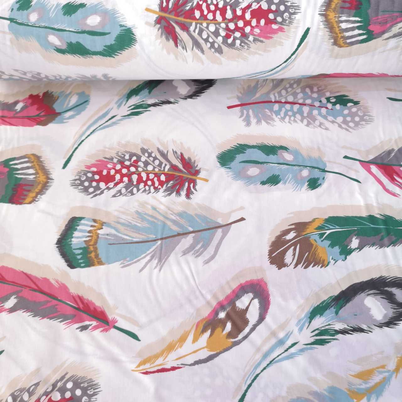 Renkli Tüyler Poplin Kumaş Yeşil