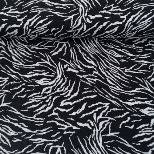 Siyah Zebra Desen Viskon Kumaş