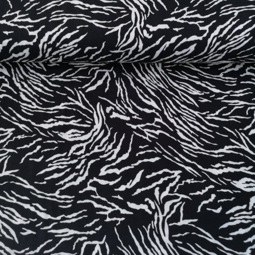 Siyah Zebra Desen Viskon Kumaş