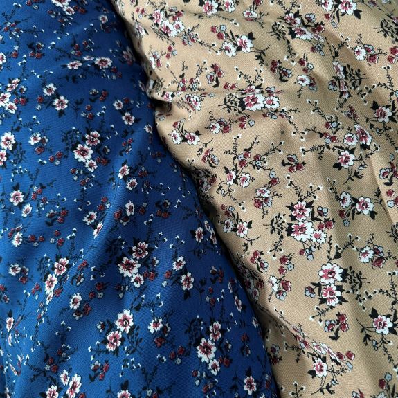 Çizgi Papatyalı Viskon kumaş