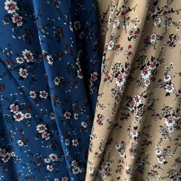 Çizgi Papatyalı Viskon kumaş