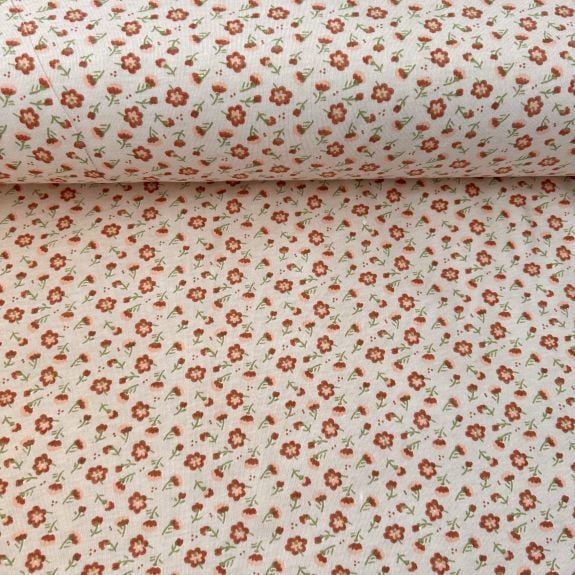 Krem Çiçekler Penye