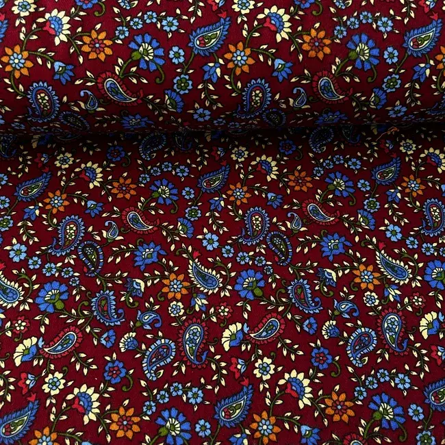 Minik Şal Desenli Divitin-Pazen Kumaş Bordo
