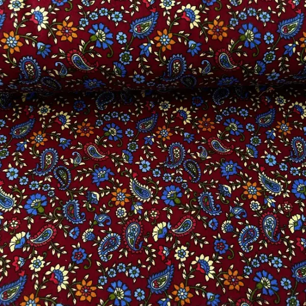 Minik Şal Desenli Divitin-Pazen Kumaş Bordo