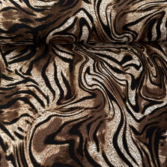 Koyu Leopar Desenli Viskon Kumaş