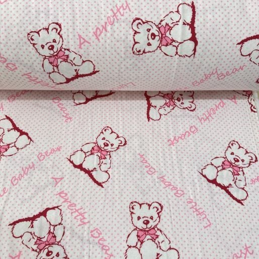 Minik Ayıcık Pazen Kumaş Pembe