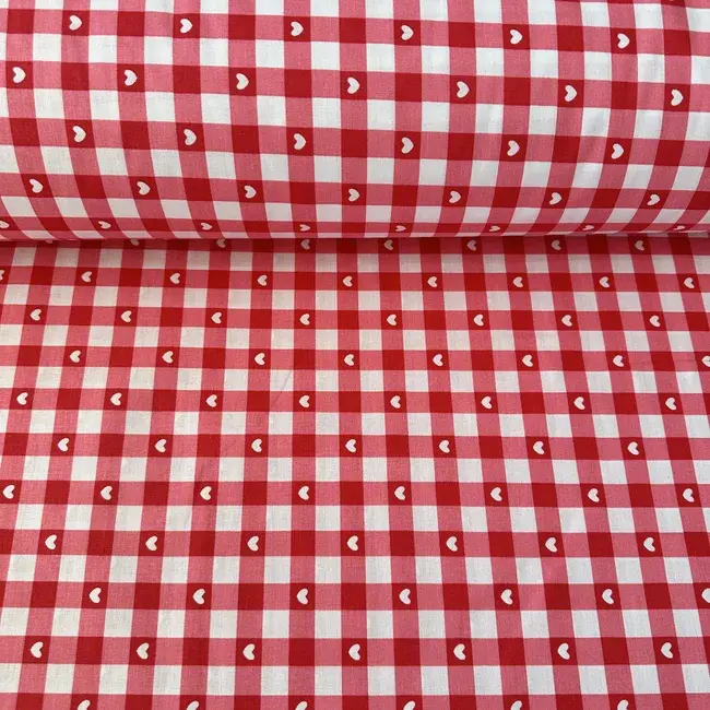 Kırmızı Giz Peçvörk Poplin Kumaş 2