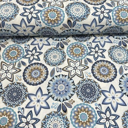 İkat Desen Duck Bezi Mavi