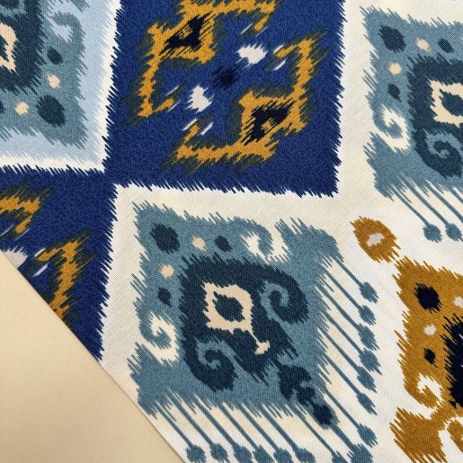 İndigo Kilim Desenli Duck Bezi