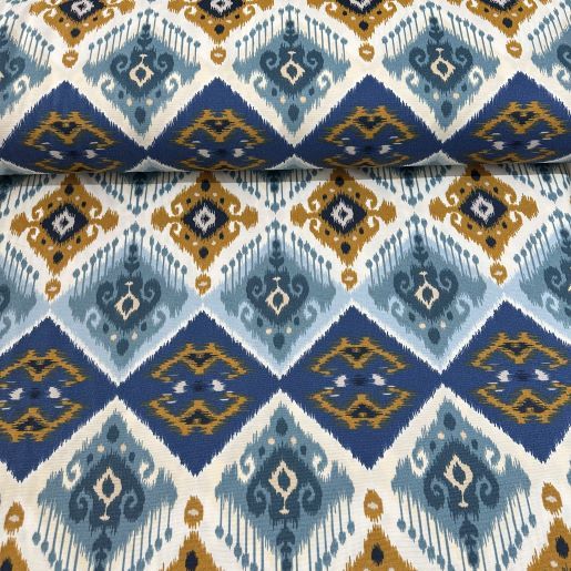 İndigo Kilim Desenli Duck Bezi