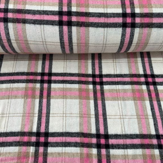 Pudra Krem Kareli Oduncu Kumaş