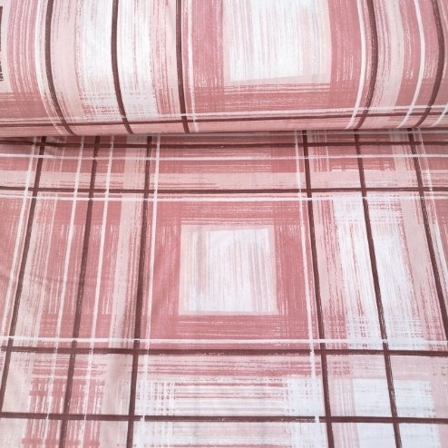 Büyük Kareler Poplin Kumaş Pudra