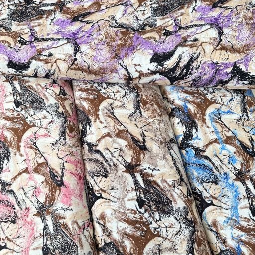 Dalgalı Batik Desen Viskon Kumaş
