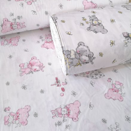 Uykucu Ayıcık Poplin Kumaş