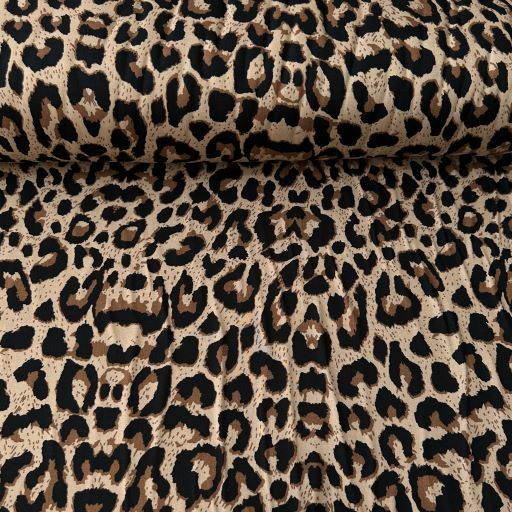 Leopar Desenli Viskon Kumaş Kahverengi