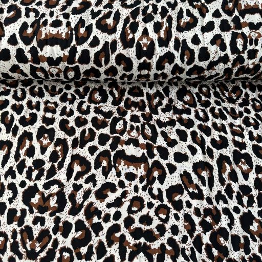 Leopar Desenli Viskon Kumaş Krem