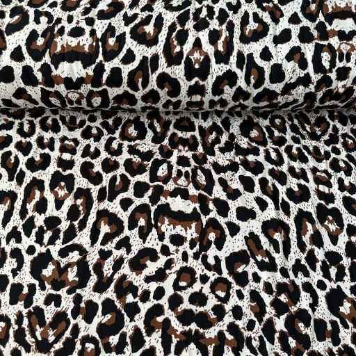 Leopar Desenli Viskon Kumaş Krem