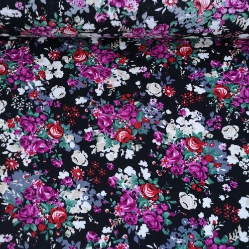 Buket Çiçekler Tek En Viskon Kumaş Pembe