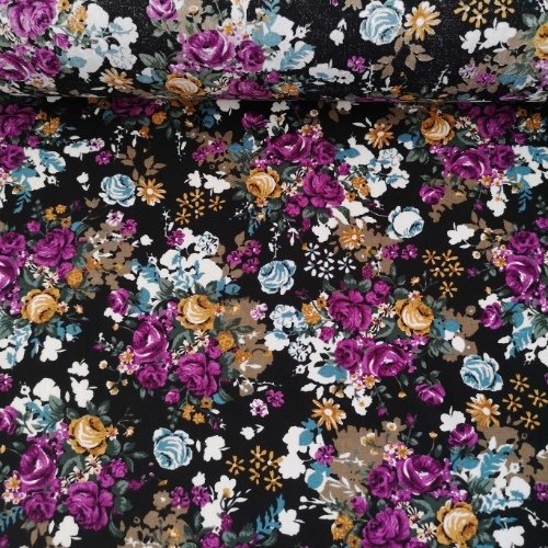 Buket Çiçekler Tek En Viskon Kumaş Sıklamen