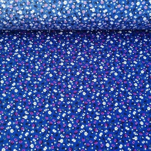 Çıtır Çiçekler Tek En Viskon Kumaş Mavi