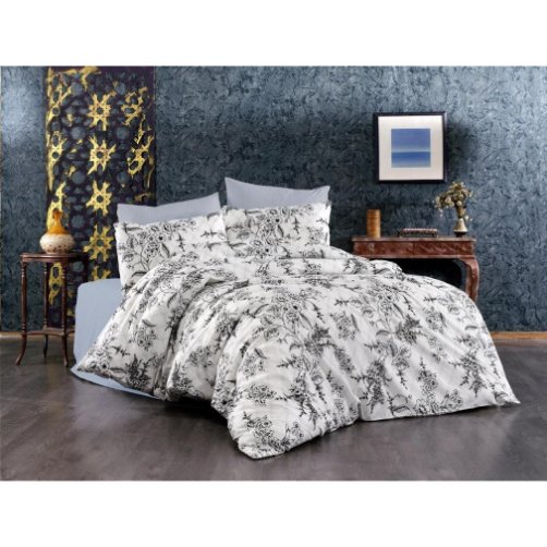 siyah Beyaz Karanfil Polycotton Poplin Kumaş