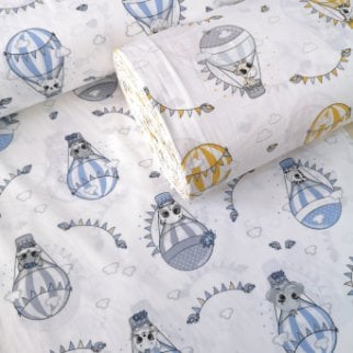 Uçan Balon Ve Kuşlar Poplin Kumaş