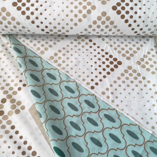 Yeşil Daireler Polycotton Poplin Kumaş