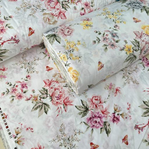 Pastel Güller Poplin Kumaş