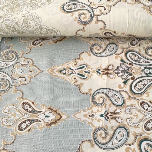 Mavi Şal Desenli Polycotton Poplin Kumaş