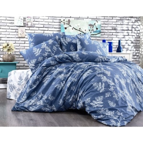 Ağaç Dalları Polycotton Poplin Kumaş Mavi