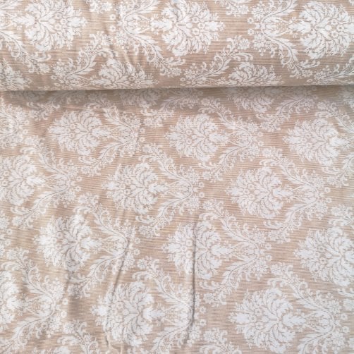 İkat Desen Polycotton Poplin Kumaş Kapuçino