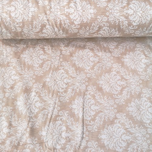 İkat Desen Polycotton Poplin Kumaş Kapuçino