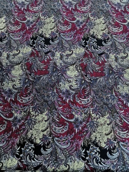 Bordo Serpme Desenli Liza Kumaş