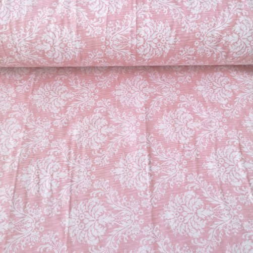 İkat Desen Polycotton Poplin Kumaş Pudra