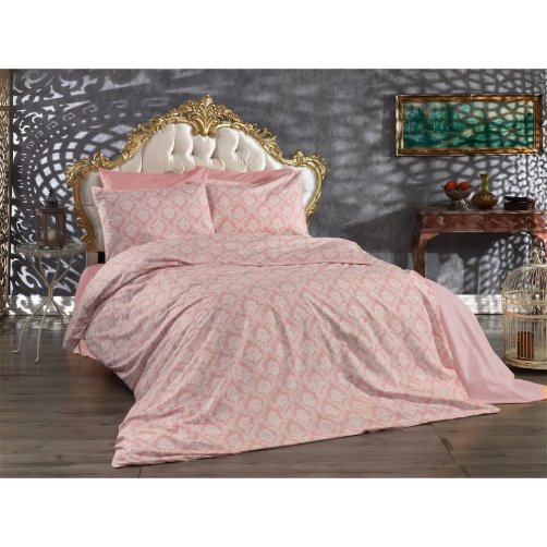 İkat Desen Polycotton Poplin Kumaş Pudra