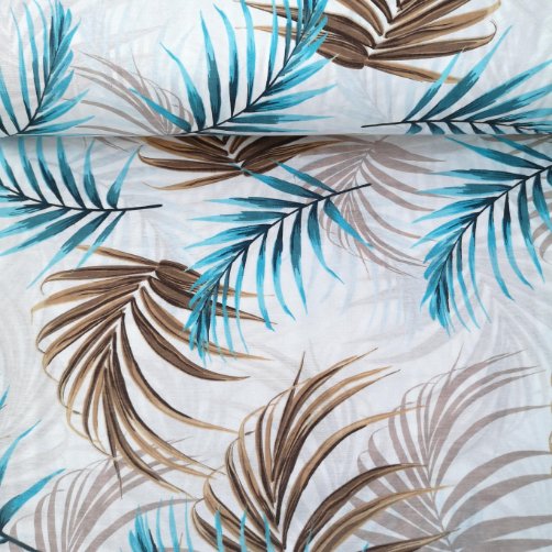 Palmiye Desen Polycotton Poplin Kumaş Mint