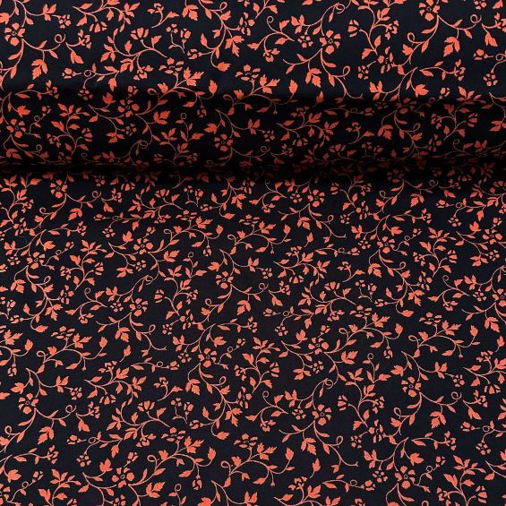 Papatya Dalı Tek En Viskon Kumaş Kırmızı