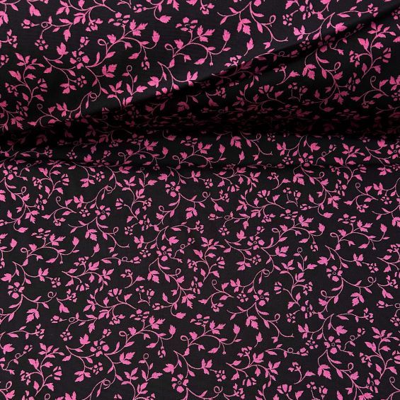 Papatya Dalı Tek En Viskon Kumaş Pembe