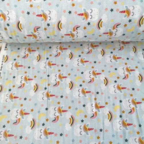 Uykucu Unicorn Pazen Kumaş Su Yeşili