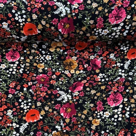 Büyük Nilüfer Tek En Viskon Kumaş Pembe