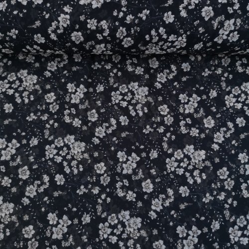 Sarmaşık Çiçekler Desenli Şifon Bej