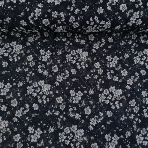 Sarmaşık Çiçekler Desenli Şifon Bej