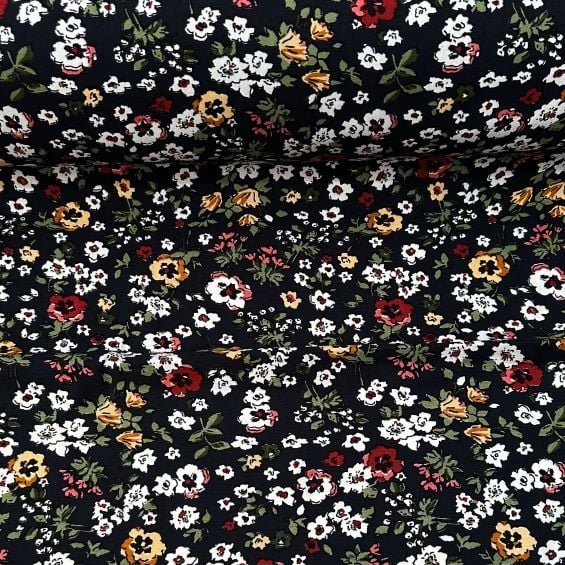 Minik Papatyalı Tek En Viskon Kumaş Sarı