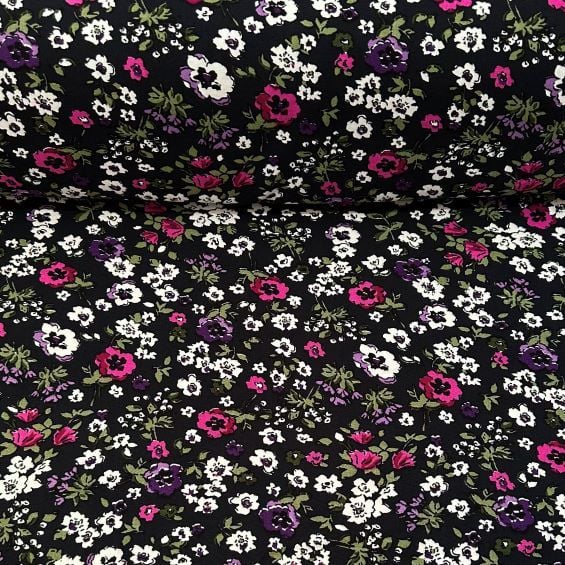 Minik Papatyalı Tek En Viskon Kumaş Pembe