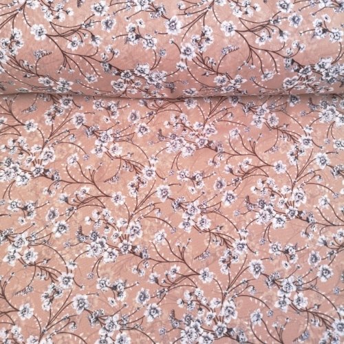 Sarmaşık Çiçekler Desenli Şifon Kapuçino