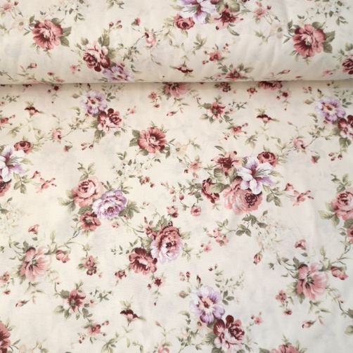 Çiçekli Duck Bezi Gül Kurusu