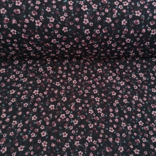 Minik Tatlı Çiçekler Desenli Şifon Gül Kurusu