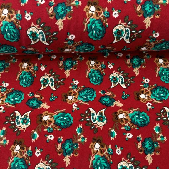 Çan Çiçekleri Divitin-Pazen Kumaş Bordo