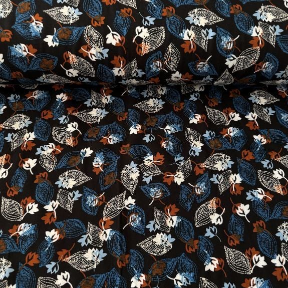 Etnik Desen Viskon Kumaş Mavi